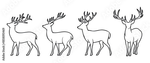Elegant collection of majestic deer outlines perfect for naturethemed logos wildlife symbols graphic designs or decorative print applications