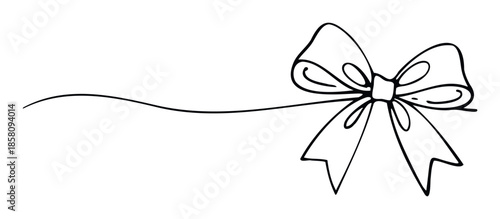 Elegant handdrawn bow and ribbon illustration perfect for adding a decorative touch to holiday greetings, party invitations, gift wrapping, or celebration event materials