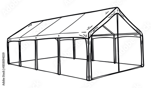 Versatile outdoor event tent suitable for temporary shelter during parties, market fairs, and large gatherings, offering adaptable protection.