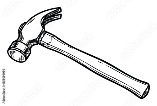 Classic claw hammer hand tool for construction, repair, and DIY projects, perfect for hardware advertisements and home improvement content.