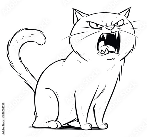 Furious domestic animal with wide open mouth and sharp fangs, conveying strong emotion for educational materials, comics, or emotional concept representation.