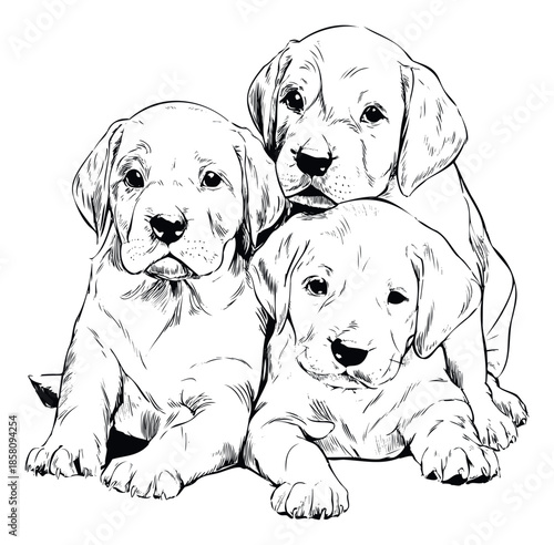 Adorable group of three young puppies with sweet expressions ready for pet shop advertisements veterinary clinic brochures or animal welfare campaigns