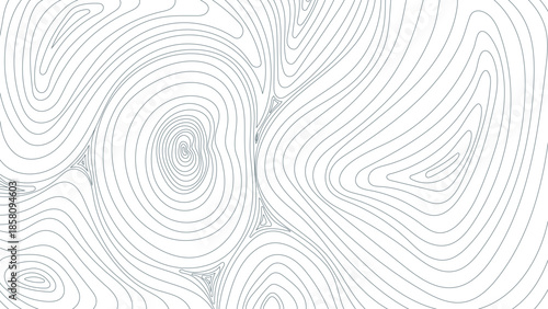 Minimalist abstract background featuring fluid wavy line art in a topographic map style. Elegant white and grey composition perfect for modern web design, posters, and print media