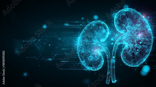 Futuristic kidney hologram background