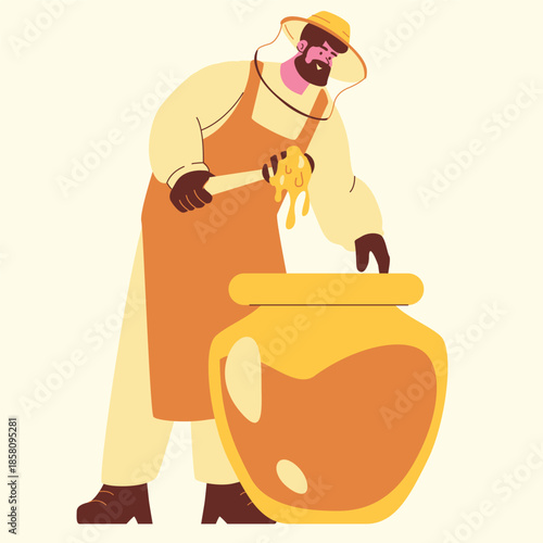 artisan honey making process illustration