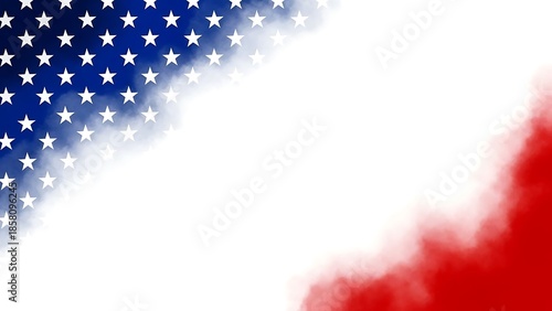 American flag with cloudy effect and white background