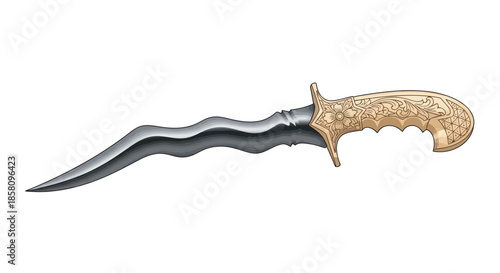 Ornate Jambiya Dagger with Curved Blade and Detailed Handle.