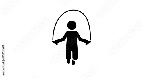 Silhouette of Person Jumping Rope Exercising Fitness Activity.