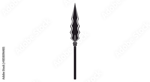 Black Silhouette of a Spear with Wavy Blade Design.