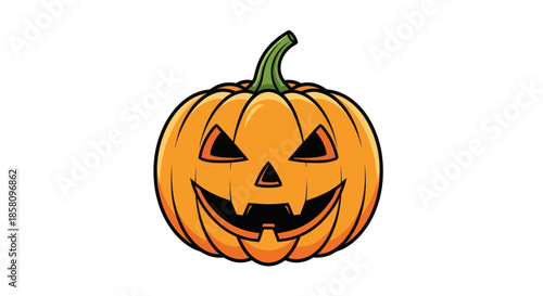 Cartoon Jack-o-lantern with triangular eyes and a wide toothy grin.