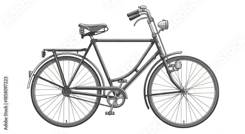 Classic Dutch Bicycle with Rear Rack and Front Light.