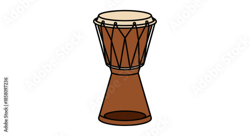 Traditional African Djembe Drum with Intricate Lacing.