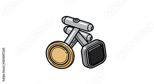 Elegant Silver and Gold Cufflinks with Distinctive Designs.