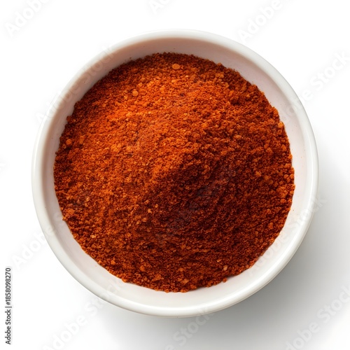 Guajillo Chili Powder Mildly Smoky and Tangy Ground Guajillo Chili Peppers on Clean White Background, Perfect for Adding Depth and Flavor to Mexican Dishes, Sauces, and Salsas
