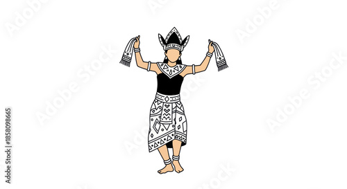 Traditional Indonesian Dancer in Elaborate Costume Performing Gracefully.