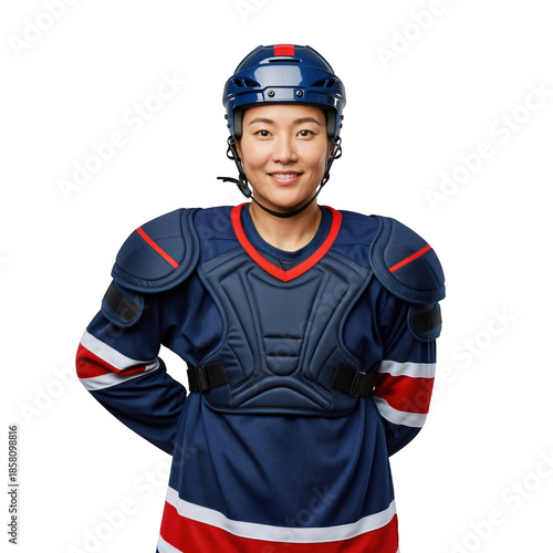 Female Hockey Player in Protective Gear Ready for Competition