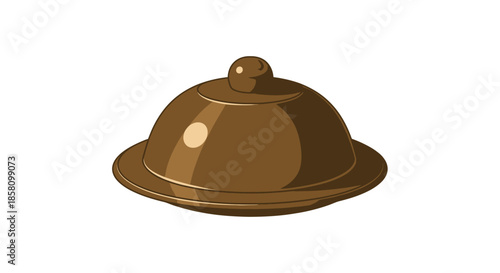 Shiny Brown Food Cloche Cover with Small Round Knob Handle.