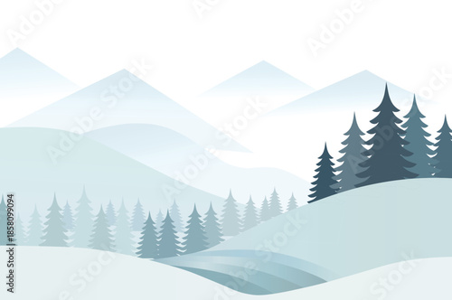Modern scenic mountain lake landscape. Device placed on mountain and pine trees . Ideal for travel, blogging, website design.