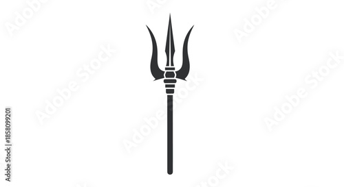 Stylized Black Trident Icon Three-Pronged Spear Symbol.