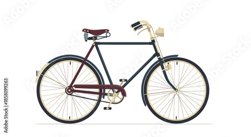Classic Vintage Bicycle with Brown Leather Saddle and Chrome Accents.