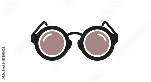 Round Eyeglasses with Black Frames and Light Brown Lenses.