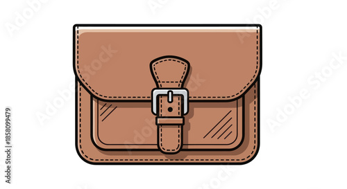 Brown Leather Satchel Bag with Silver Buckle and Stitching.