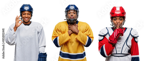 Diverse Ice Hockey Players in Gear: Celebrating Team Spirit and Unity on Ice