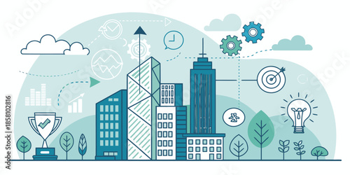 Structured business planning illustration featuring abstract frameworks and organized elements for effective project management.