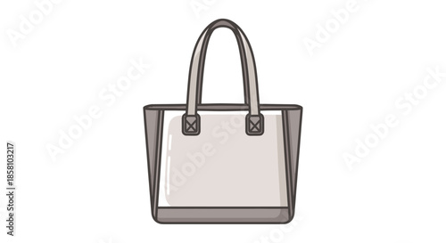 Stylish Beige and Gray Tote Bag Illustration.