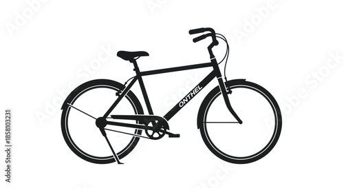 Black Classic Bicycle with Fenders and Kickstand Side View.