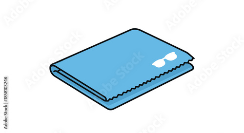 Folded Light Blue Cleaning Cloth with Jagged Edge.