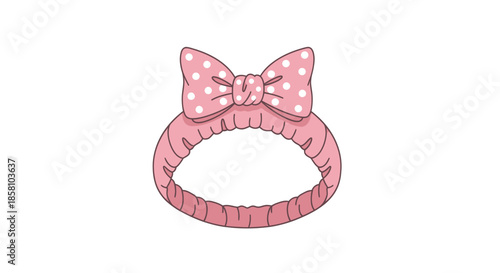 Pink Polka Dot Headband with Bow Cute Hair Accessory.