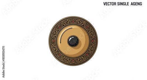 Decorative Golden Plate with Ornate Border and Dark Center.