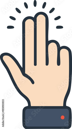 Vibrant flat icon illustrating a two-finger touch gesture, perfect for symbolizing interactive digital input, screen navigation, and modern user interface concepts