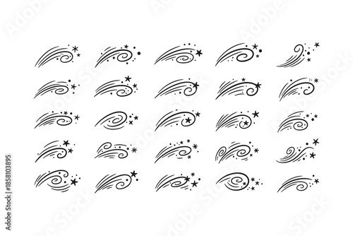 Shooting star and comet vector elements