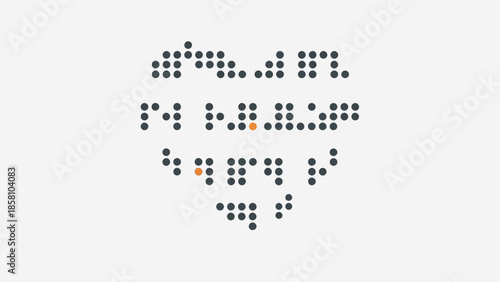 Heart-shaped Braille illustration conveying a powerful message of love and connection, symbolizing inclusive communication and deep emotional understanding through its unique tactile design
