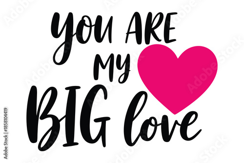 You are my big love heartfelt declaration with a vibrant pink heart typography design