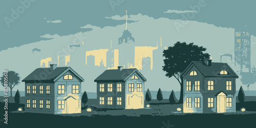 Wealth Management and Real Estate Investment Illustration with Multiple House Models