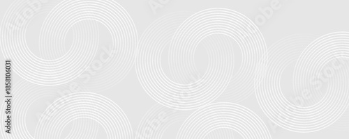 Abstract white glowing geometric lines on gray background. Modern shiny blue circle lines pattern. Futuristic technology concept.  banners, posters, cards, wallpapers, sites. background