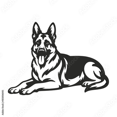 German Shepherd Silhouette 3D Wall Art Square Cutout Design
