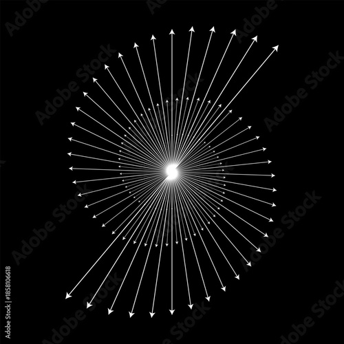 Black and white spiral abstraction of curves, Vector illustration