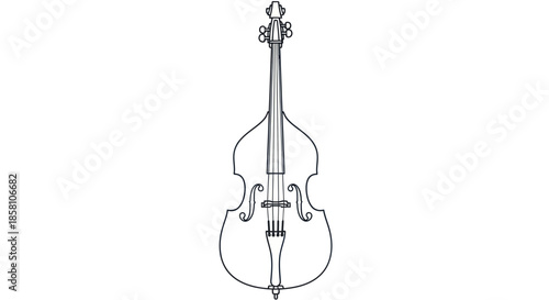 Upright Bass Line Art Illustration.