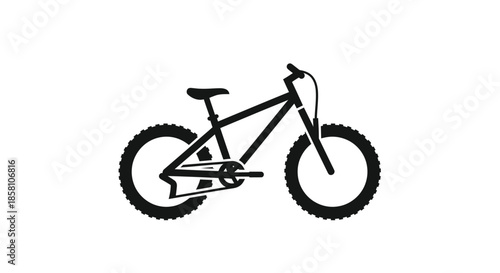 Black silhouette of a rugged mountain bike with knobby tires.