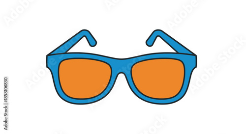 Cartoon Blue Sunglasses with Orange Lenses Summer Accessory.