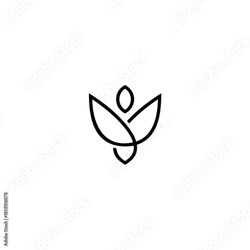 Abstract leaf logo icon with modern minimalist outline style
