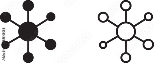 Black network topologies icon vector silhouette for data systems, connectivity and UI.