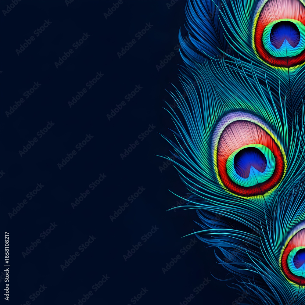 Obraz premium Vibrant peacock feathers with iridescent eyespots