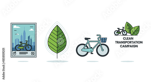 Eco-friendly transportation icons and graphics for a clean campaign.