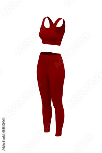 Women’s Crop Tank and Leggings Workout Set. Front, Side, Back view