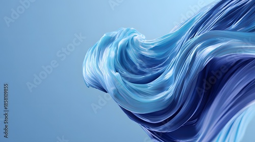 Abstract Blue Swirls of Fluid Motion on a Light Blue Background.